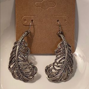 Fossil feather earrings
